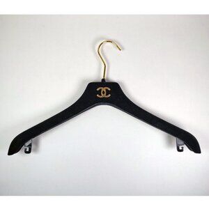 Black Velvet Chanel RTW Gold CC Logo Hanger For Camisole Dress Spaghetti Straps